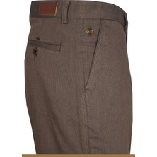 Varetta Erkek Kahverengi Pantolon Klasik Kesim Keten Efekt Likralı