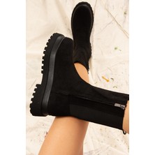 Fox Shoes Siyah Süet Kadın Bot J267063102 Rahat Taban ve Tam Kalıp ile Günlük Kullanım İçin