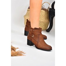 Fox Shoes Taba Kalın Topuklu Kadın Bot L674155009