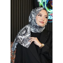 Afvente Klasik Paisley Desen Siyah-Beyaz Soft Pamuk Şal