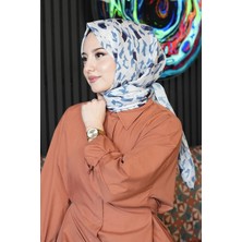 Afvente Soft Pamuk Şal Lacivert Mozaik Desen 75 x 185 cm Dört Mevsim Kullanıma Uygun