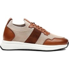Celal Gültekin Erkek Taba Bej Bağcıklı Deri Sneaker