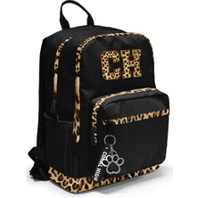 Coral High Siyah Leopar Ch Harf Desenli Okul Sırt Çantası 33228
