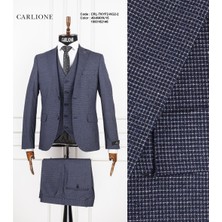Fabio Cassel Slim Fit  Mono Yaka Çift Yırtmaçlı Astarlı Takım Elbise Yelekli