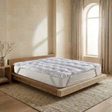 Tüy Geçirmez 2'ye Ayrılabilen %100 Kaz Tüyü Topper 160x200 cm - Piume Punto Comfort