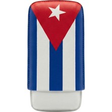 Premium Quality PremiumQuality Küba Bayraklı Üçlü Deri Puro Kılıfı