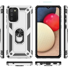 isiltikidsmoda Newface Samsung Galaxy A02S Kılıf Sofya Yüzüklü Silikon Kapak - Gümüş