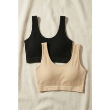 Underwear Bodyway 2'li Paket Fitilli Bralet Büstiyer Esnek Sütyen Günlük Spor Crop Top