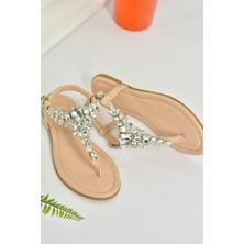 Fox Shoes Ten Taşlı Parmak Arası Kadın Sandalet M272006009
