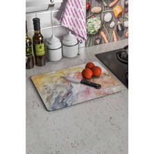 Feyza Design Karışık Mermer Görünümlü Cam Kesme Tablası 30X40 cm