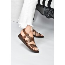 Fox Shoes Taba Hakiki Deri Kadın Sandalet K374680503