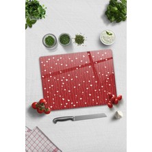 Feyza Design Şık Cam Kesme Tahtası, Kalpli Sarmaşık Deseni, 30X40 cm