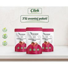 Freezeva 3'lü Paket Dondurularak Kurutulmuş Dilim Çilek (Freeze Dried Çilek) Freeze Dry Çilek Kurusu 3X15 gr