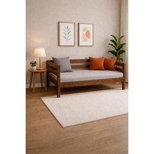 Pinoxi Ahşap Sedir Kanepe 90X190 cm (Iç Ölçü) Mindersiz Doğal Ceviz Renk Masif Ahşap
