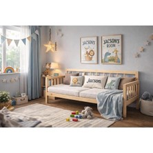 Pinoxi Ahşap Rustik Sedir Kanepe 60X200 cm (Iç Ölçü) Mindersiz Doğal Natürel Masif Ahşap