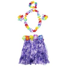 Luau Aloha Hawaii Kolye Etek Taç ve Bileklik Seti Mor Nemere