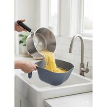 Feyza Design Mavi Kare Makarna Süzgeci, Dayanıklı ve Pratik Mutfak Gereçleri