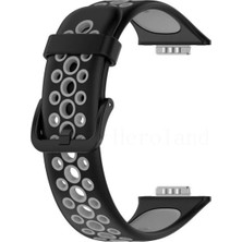 isiltikidsmoda Newface Huawei Watch Fit 2 Spor Delikli Kordon - Siyah-Gri