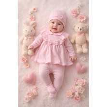 0-3 Ay Kız Bebek Yeni Doğan Fiyonklu Fırfırlı Battanıyeli 7 Parça Hastane Çıkışı Zıbın Seti