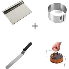 Feyza Design Paslanmaz Çelik Spatula ve Kek Kesme Teli 4'lü Set