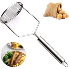 Feyza Design Paslanmaz Çelik Yuvarlak Patates Ezici ve Püre Yapıcı Aparat