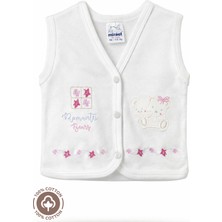 Unisex Bebek Ikiz Nakışlı %100 Organik Pamuklu Penye Bebek Yelek
