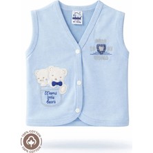 Unisex Bebek Ikiz Nakışlı %100 Organik Pamuklu Penye Bebek Yelek