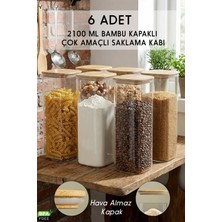 Fithome Bambu Kapaklı Kare 6’lı 2100 ml Hava Geçirmez Gıda Saklama Kabı Seti – 2.1 Litre Büyük Boy Erzak
