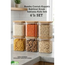 Fithome 6’lı Bambu Kapaklı Kare 1000 ml Hava Geçirmez Gıda Saklama Kabı Seti – 1 Litre