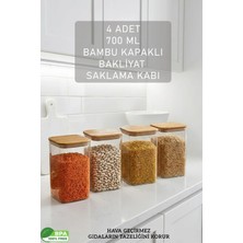 Fithome Bambu Kapaklı Kare 4’lü 1400 ml Hava Geçirmez Gıda Saklama Kabı Seti – Orta Boy Contalı Erzak Kabı