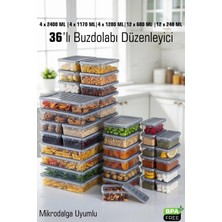 Fithome 36'lı Set Buzdolabı ve Difriz Düzenleyici Saklama Kabı Seti Dolap Içi Düzen Bpa Free Mikrodalga