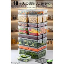 Fithome 18'li Buzdolabı ve Difriz Düzenleyici Saklama Kabı Seti Mikrodalga Uygun Bpa Dolap Içi Saklama Kabı