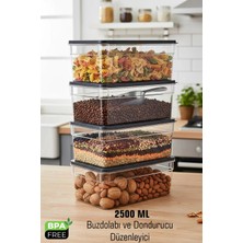 Fithome 4'lü Derin Buzdolabı ve Derin Dondurucu Düzenleyici Organizer Saklama Kabı Mikrodalga Difriz Kabı