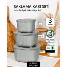 Fithome 3'lü Silikon Kapak Hava Almaz Mikrodalga ve Buzluk Saklama Kabı Seti