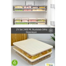 Fithome 2'li Buzdolabı ve Buzluk Düzenleyici Saklama Kabı Mikrodalga Uygun 2400 ml