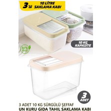 Fithome Multibox 10 Litre Sürgülü Kapak Çok Amaçlı Un Erzak Kuru Bakliyat Erzak Saklama Kabı 3 Adet!