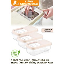 Fithome 3 Adet 5 Litre Şeffaf Erzak Saklama Kabı Çok Amaçlı Bakliyat Mama Saklama Kabı