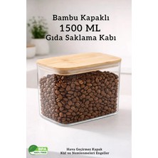 Fithome Bambu Kapaklı Dikdörtgen Hava Geçirmez Çok Amaçlı Gıda Erzak Bakliyat Saklama Kabı - 1500 ml