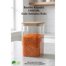 Fithome Bambu Kapaklı Kare Hava Geçirmez Gıda Erzak Saklama Kabı - 1400ML