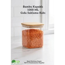 Fithome 1 Litre Bambu Kapaklı Hava Geçirmez Contalı Gıda Bakliyat Saklama Kabı - 1000 ml