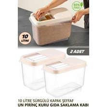 Fithome 2 Adet 10 Litre Sürgülü Kapak Erzak Saklama Kuru Gıda Mama Bakliyat Un Saklama Kabı