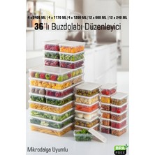 Fithome 36'lı Set Buzdolabı ve Difriz Düzenleyici Saklama Kabı Seti Dolap Içi Düzen Bpa Free Mikrodalga