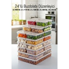 Fithome 24'lü Sığ Boy Buzdolabı ve Dondurucu Düzenleyici Saklama Kabı Seti Mikrodalga Uygun Bpa Free