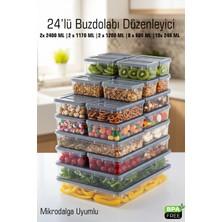 Fithome 24'lü Sığ Boy Buzdolabı ve Dondurucu Düzenleyici Saklama Kabı Seti Mikrodalga Uygun Bpa Free