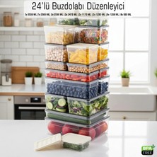 Fithome 24'lü Sızdırmaz Saklama Kabı Seti Buzdolabı ve Difriz Düzenleyici Set Mikrodalga Uygun