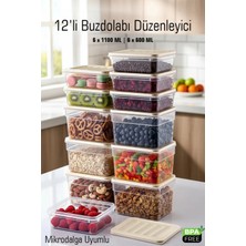Fithome 12’li Saklama Kabı Seti 6X1100 ml Derin 6X600 ml Sığ Mikrodalga ve Bulaşık Makinesi Uyumlu