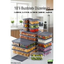 Fithome 18 Adet Sığ Buzdolabı ve Derin Donduruc Düzenleyici Saklama Kabı Çok Amaçlı Set Mikrodalga Uygun