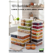 Fithome 18 Adet Sığ Buzdolabı ve Derin Donduruc Düzenleyici Saklama Kabı Çok Amaçlı Set Mikrodalga Uygun