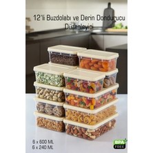 Fithome 12’li Buzdolabı Düzenleyici Saklama Kabı Seti – 6×600 ml + 6×240 ml | Bpa Free | Mikrodalga Uyumlu