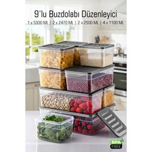Fithome 9'lu Derin Büyük Boy Buzdolabı ve Dondurucu Saklama Kabı Dolap Içi Düzenleyici Mikrodalga Uygun